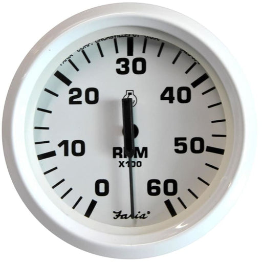 Faria Dress White 4 Tachometer - 6000 RPM (Gas) (Inboard I/O) [33103] Boat Outfitting, Boat Outfitting | Gauges, Brand_Faria Beede