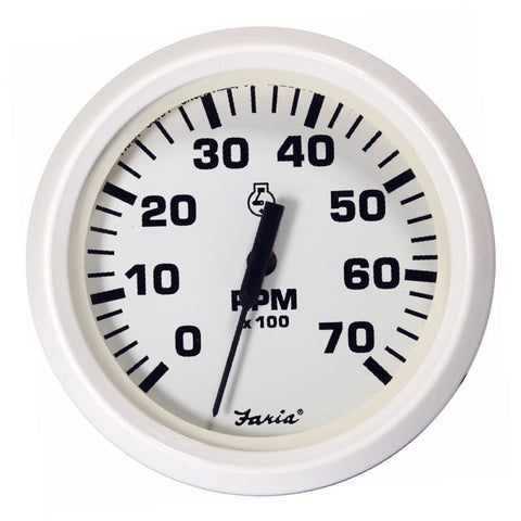 Faria Dress White 4 Tachometer - 7000 RPM (Gas) (All Outboards) [33104] Boat Outfitting, Boat Outfitting | Gauges, Brand_Faria Beede