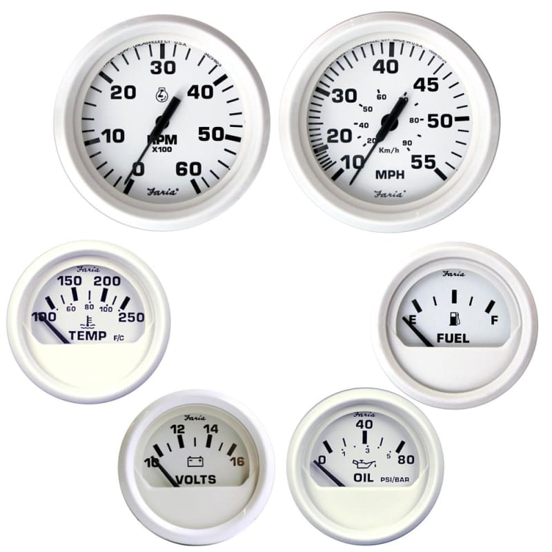 Faria Dress White Boxed Set - Inboard Motors [KT9797] Boat Outfitting, Boat Outfitting | Gauges, Brand_Faria Beede Instruments, Marine 