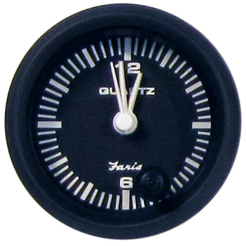 Faria Euro Black 2 Clock - Quartz (Analog) [12825] 1st Class Eligible, Boat Outfitting, Boat Outfitting | Gauges, Brand_Faria Beede 