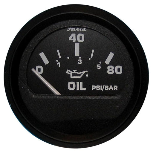 Faria Euro Black 2 Oil Pressure Gauge (80 PSI) [12803] 1st Class Eligible, Boat Outfitting, Boat Outfitting | Gauges, Brand_Faria Beede 