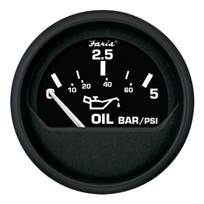 Faria Euro Black 2 Oil Pressure Gauge - Metric (5 Bar) [12805] 1st Class Eligible, Boat Outfitting, Boat Outfitting | Gauges, Brand_Faria