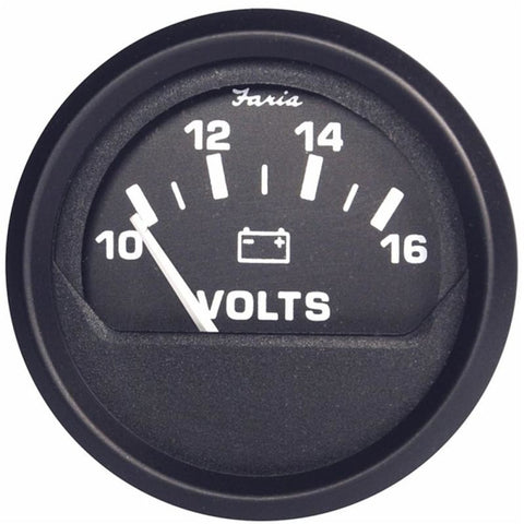 Faria Euro Black 2 Voltmeter (10-16 V) [12821] 1st Class Eligible, Boat Outfitting, Boat Outfitting | Gauges, Brand_Faria Beede Instruments,