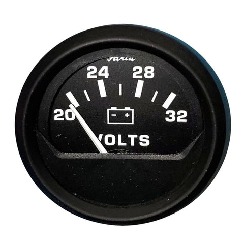 Faria Euro Black 2 Voltmeter (20-32 V) [12860] 1st Class Eligible, Boat Outfitting, Boat Outfitting | Gauges, Brand_Faria Beede Instruments,