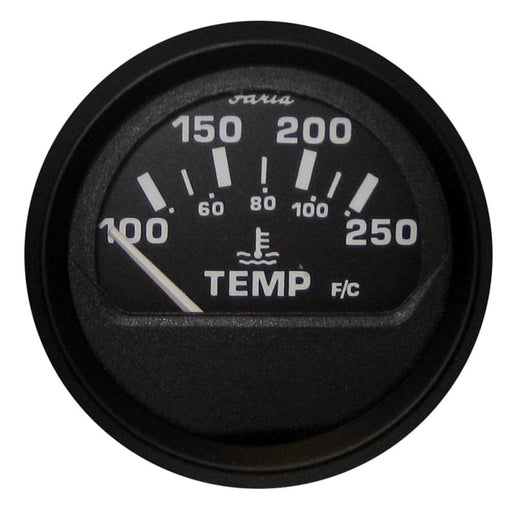 Faria Euro Black 2 Water Temperature Gauge (100-250 DegreeF) [12812] 1st Class Eligible, Boat Outfitting, Boat Outfitting | Gauges,