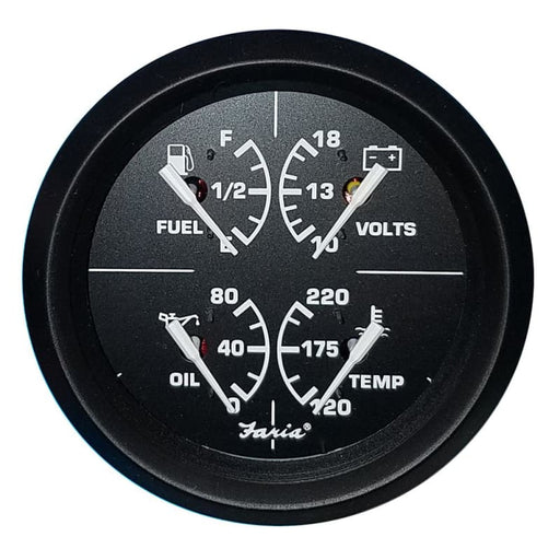 Faria Euro Black 4 Multifunction Gauge - Volt/Fuel/Oil/Water Temperature [32851] Boat Outfitting, Boat Outfitting | Gauges, Brand_Faria 
