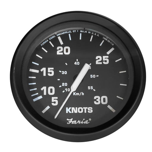 Faria Euro Black 4 Speedometer - 30 Knot (Pitot) [32809] Boat Outfitting, Boat Outfitting | Gauges, Brand_Faria Beede Instruments,