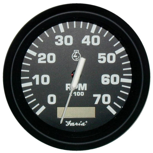 Faria Euro Black 4 Tachometer w/Hourmeter - 7,000 RPM (Gas - Outboard) [32840] Boat Outfitting, Boat Outfitting | Gauges, Brand_Faria Beede