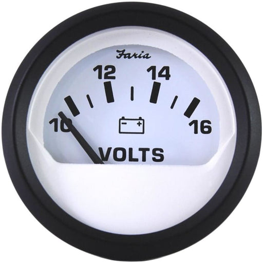 Faria Euro White 2 Voltmeter (10-16 VDC) [12911] 1st Class Eligible, Boat Outfitting, Boat Outfitting | Gauges, Brand_Faria Beede 