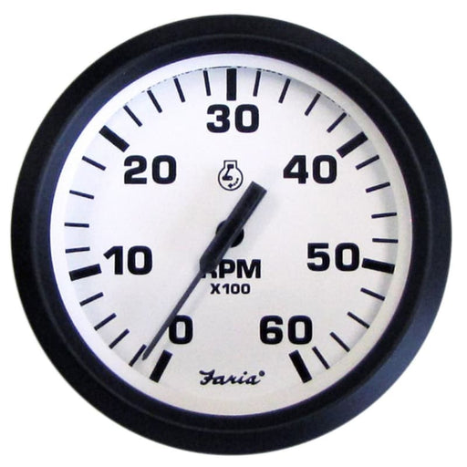 Faria Euro White 4 Tachometer - 6000 RPM (Gas) (Inboard I/O) [32904] Boat Outfitting, Boat Outfitting | Gauges, Brand_Faria Beede