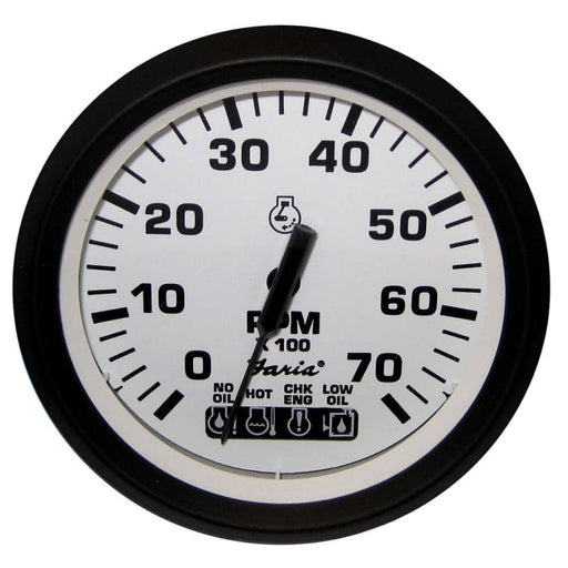 Faria Euro White 4 Tachometer w/ SystemCheck Indicator 7000 RPM (Gas) (Johnson / Evinrude Outboard) [32950] Boat Outfitting, Boat Outfitting