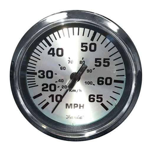 Faria Spun Silver 4 Speedometer - 65 MPH (Pitot) [36010] 1st Class Eligible, Boat Outfitting, Boat Outfitting | Gauges, Brand_Faria Beede 