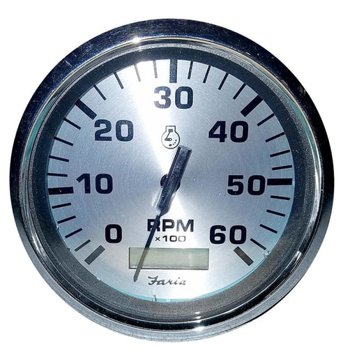 Faria Spun Silver 4 Tachometer w/Hourmeter (6000 RPM) (Gas Inboard) [36032] Boat Outfitting, Boat Outfitting | Gauges, Brand_Faria Beede 