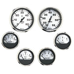 Faria Spun Silver Box Set of 6 Gauges f/ Inboard Engines - Speed Tach Voltmeter Fuel Level Water Temperature Oil [KTF0184] Boat Outfitting, 