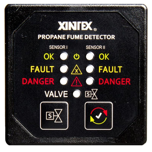 Fireboy-Xintex Propane Fume Detector Alarm w/2 Plastic Sensors Solenoid Valve - Square Black Bezel Display [P-2BS-R] Brand_Fireboy-Xintex,