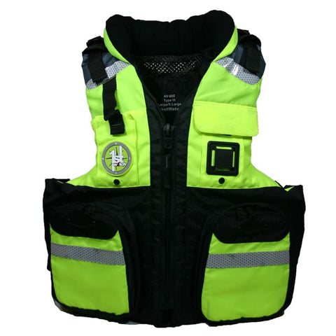 First Watch AV-800 Four Pocket Flotation Vest - Hi-Vis Yellow - XXL to3XL [AV-800-HV-2XL-3XL] Brand_First Watch, Marine Safety, Marine