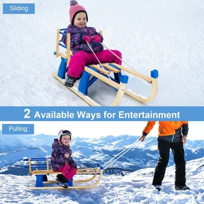 Folding Snowsled with Pulling Rope and Metal Rail Outdoor | Winter Sports, Sled, Sleds, Winter Sports Goplus