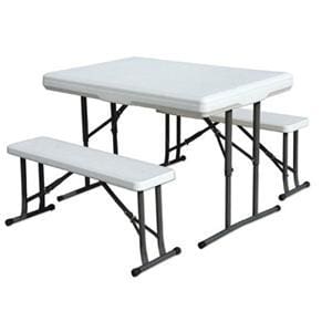 Folding Table With Bench Seats - White - 44 X 26 X 28 camping table Stansport