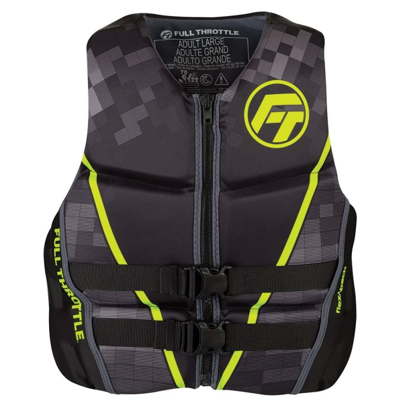 Full Throttle Mens Rapid-Dry Flex-Back Life Jacket - XL - Black/Green [142500-400-050-22] Brand_Full Throttle, Marine Safety, Marine Safety