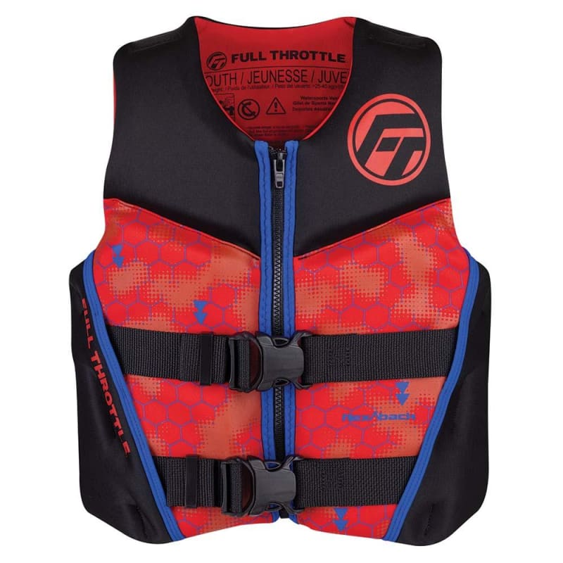 Full Throttle Youth Rapid-Dry Flex-Back Life Jacket - Red/Black [142500-100-002-22] Brand_Full Throttle, Marine Safety, Marine Safety |