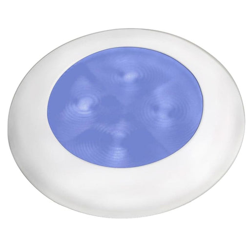 Hella Marine Slim Line LED ’Enhanced Brightness’ Round Courtesy Lamp - Blue LED - White Plastic Bezel - 12V [980502241] 1st Class Eligible,