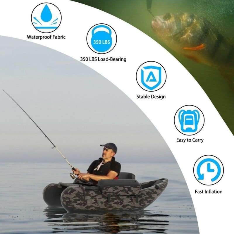 Inflatable Fishing Boat with Adjustable Straps & Storage Pockets BOAT, fishing, floats, Hunting & Fishing, inflatable Fishing Accessories 