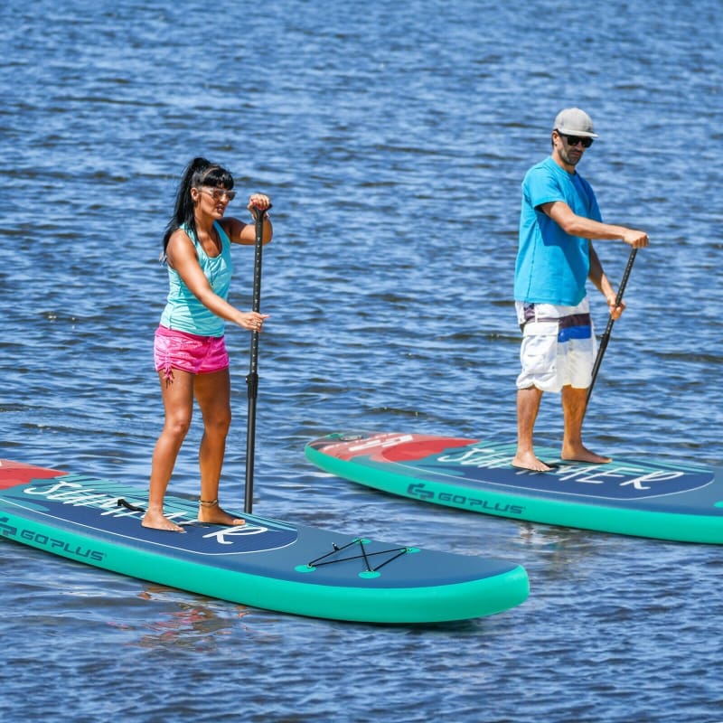 Inflatable Stand Up Paddle Board with Leash & Aluminum Paddle (2 SIZES) Paddle Board, Paddle Boards, Paddlesports Water Sports Goplus