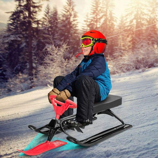 Kids Snow Sled w/ Steering Wheel and Brakes RED Outdoor | Winter Sports, Sled, winter Sports & Outdoors Goplus