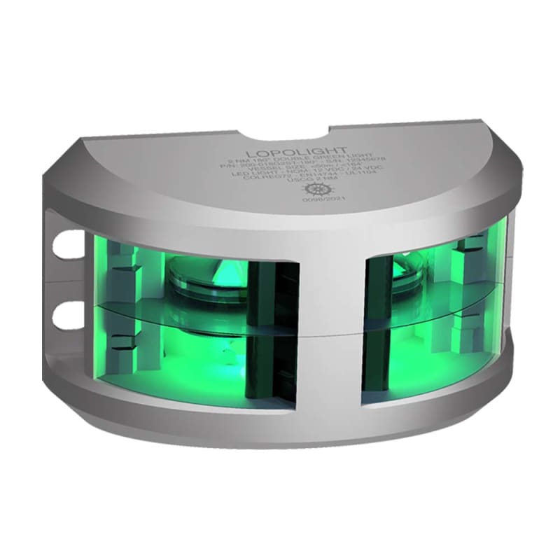 Lopolight Series 200-018 - Double Stacked Navigation Light - 2NM - Vertical Mount - Green - Silver Housing [200-018G2ST] Brand_Lopolight, 