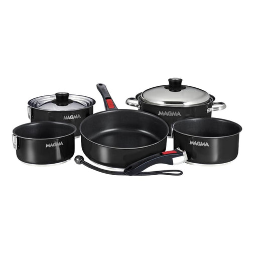 Magma Nestable 10 Piece Induction Non-Stick Enamel Finish Cookware Set - Jet Black [A10-366-JB-2-IN] Boat Outfitting, Boat Outfitting | Deck