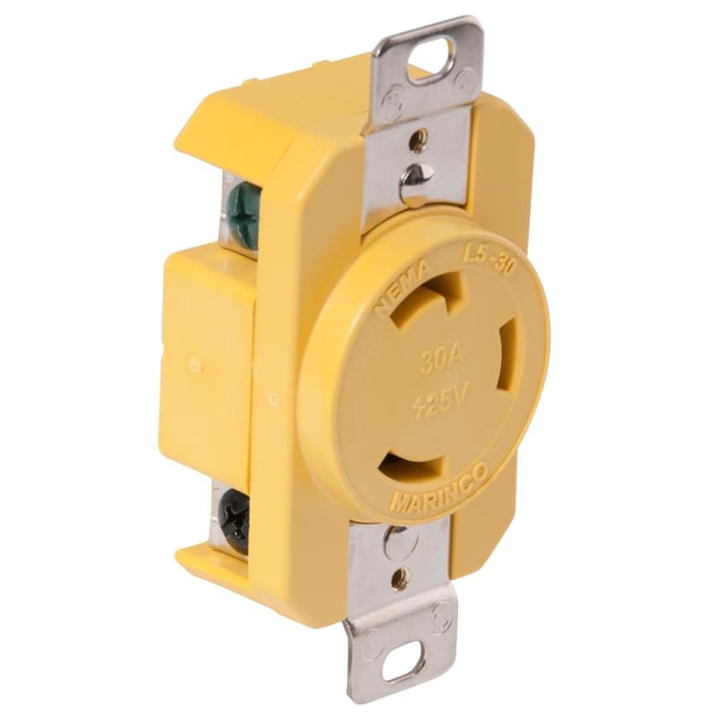 Marinco 305CRR 30A Receptacle - Yellow - 125V [305CRR] 1st Class Eligible, Boat Outfitting, Boat Outfitting | Shore Power, Brand_Marinco,