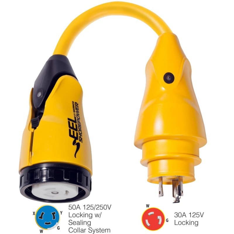 Marinco P30-504 EEL 50A-125/250V Female to 30A-125V Male Pigtail Adapter - Yellow [P30-504] Boat Outfitting, Boat Outfitting | Shore Power,