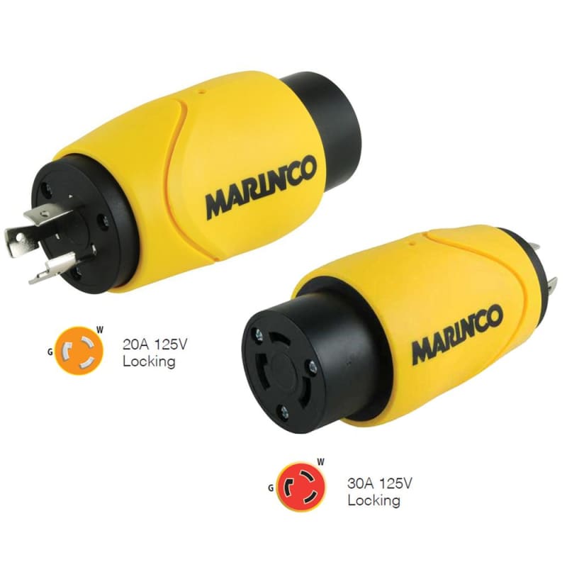 Marinco Straight Adapter 20Amp Locking Male to 30Amp Locking Female Connector [S20-30] 1st Class Eligible, Boat Outfitting, Boat Outfitting