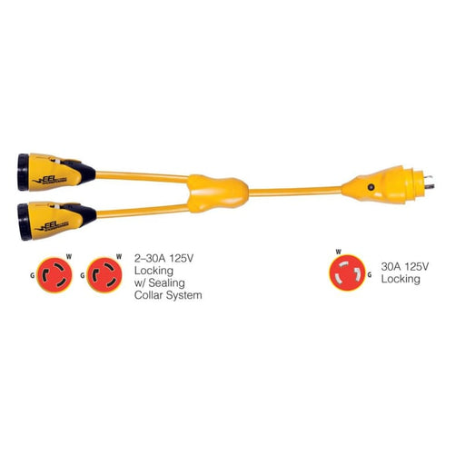 Marinco Y30-2-30 EEL (2)30A-125V Female to (1)30A-125V Male Y Adapter - Yellow [Y30-2-30] Boat Outfitting, Boat Outfitting | Shore Power,
