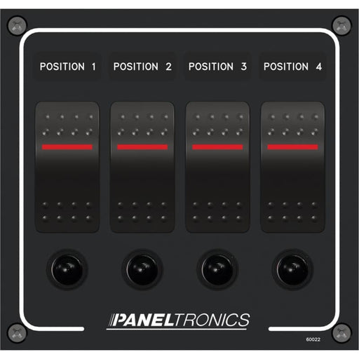 Paneltronics Waterproof Panel - DC 4-Position Illuminated Rocker Switch & Circuit Breaker [9960022B] Brand_Paneltronics, Electrical, 