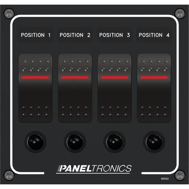 Paneltronics Waterproof Panel - DC 4-Position Illuminated Rocker Switch & Circuit Breaker [9960022B] Brand_Paneltronics, Electrical, 