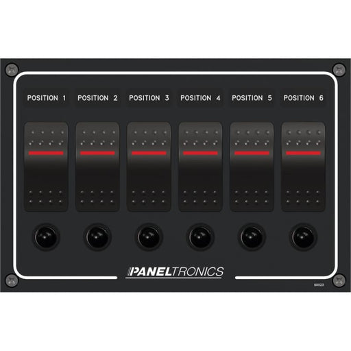 Paneltronics Waterproof Panel - DC 6-Position Illuminated Rocker Switch & Circuit Breaker [9960023B] Brand_Paneltronics Electrical