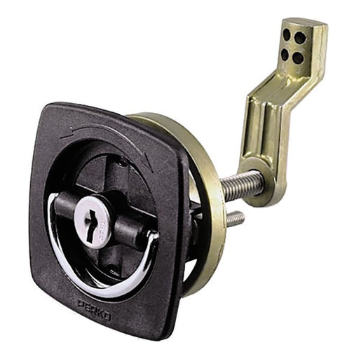 Perko Black Flush Lock - 2.5 x 2.5 w/Offset Cam Bar Flexible Polymer Strike [0931DP1BLK] 1st Class Eligible, Brand_Perko, Marine Hardware,