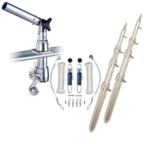 Rupp Z-30 Top Gun Outrigger Kit w/18’ Poles & Complete Single Line Rigging Kit w/Klickers Release Clips [Z30-TPGN-18T] Brand_Rupp Marine,