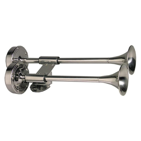 Schmitt Ongaro Deluxe All-Stainless Shorty Dual Trumpet Horn - 12V [10012] Boat Outfitting, Boat Outfitting | Horns, Brand_Schmitt & Ongaro