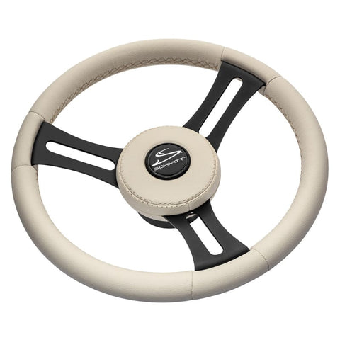 Schmitt Ongaro Torcello Elite 14 Wheel - Beige Leather Cap - White Stitching - Black SS Spokes - 3/4 Tapered Shaft [PU081B11] Brand_Schmitt