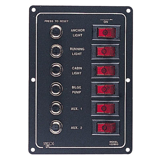 Sea-Dog Aluminum Circuit Breaker Panel - 6 Circuit [422800-1] Brand_Sea-Dog, Electrical, Electrical | Electrical Panels Electrical Panels 