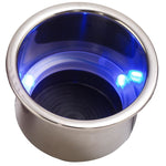 Sea-Dog LED Flush Mount Combo Drink Holder w/Drain Fitting - Blue LED [588074-1] 1st Class Eligible, Boat Outfitting, Boat Outfitting | Deck