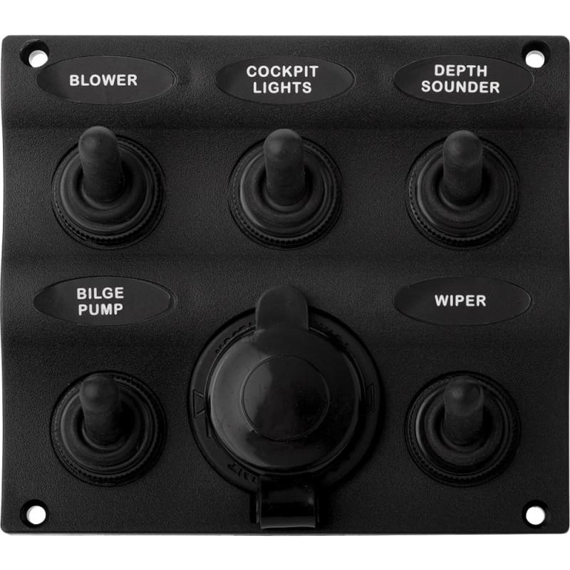 Sea-Dog Nylon Switch Panel - Water Resistant - 5 Toggles w/Power Socket [424605-1] Brand_Sea-Dog, Electrical, Electrical | Electrical Panels