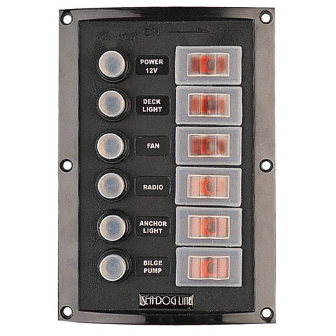 Sea-Dog Splash Guard Circuit Breaker Panel - 6 Circuit [424806-1] Brand_Sea-Dog, Electrical, Electrical | Electrical Panels Electrical 