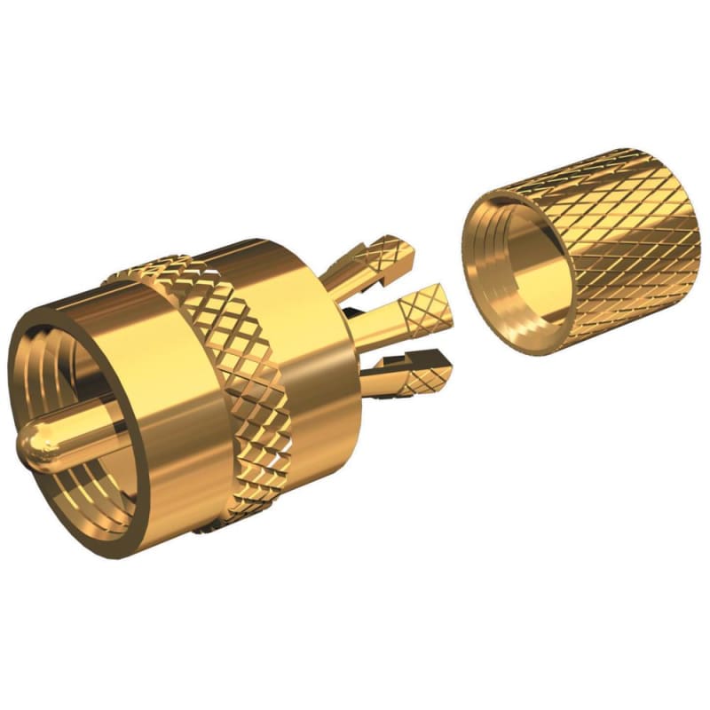 Shakespeare PL-259-CP-G - Solderless PL-259 Connector for RG-8X or RG-58/AU Coax - Gold Plated [PL-259-CP-G] 1st Class Eligible, 