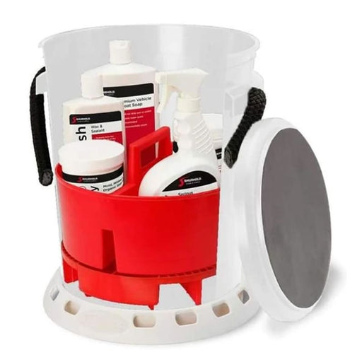 Shurhold 5 Gallon White Bucket Kit - Includes Bucket Caddy Grate Seat Buff Magic Pro Polish Brite Wash SMC Serious Shine [2465] Boat 