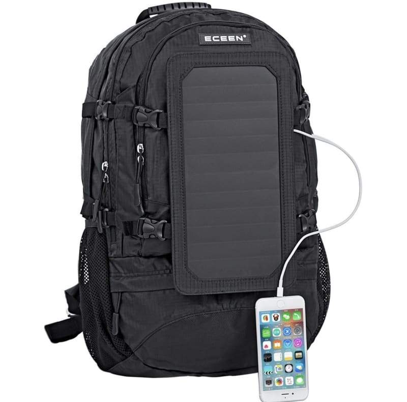 Solar Power Backpack (with Solar Panel Charger) BLACK backpack, camping, Camping | Accessories, hiking, Outdoor | Camping Backpacks ECEEN