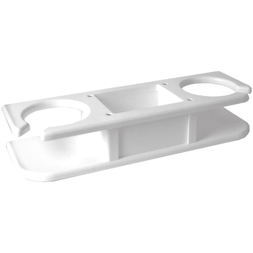 TACO 2-Drink Poly Holder w/Catch-All - White [P01-2000W] Boat Outfitting, Boat Outfitting | Deck / Galley, Brand_TACO Marine Deck / Galley 