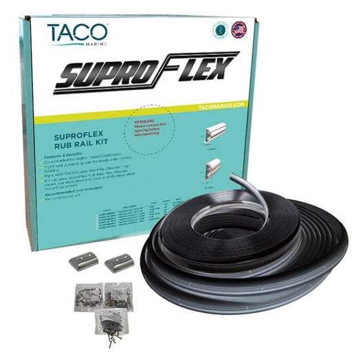 TACO SuproFlex Rub Rail Kit - Black w/Flex Chrome Insert - 1.6H x.78W x 60L [V11-9960BBK60-2] Brand_TACO Marine, Marine Hardware, Marine 